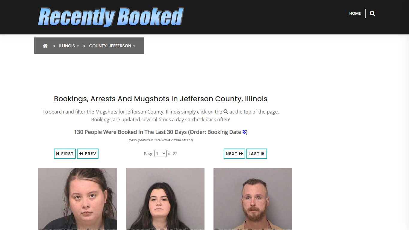 Bookings, Arrests and Mugshots in Jefferson County, Illinois